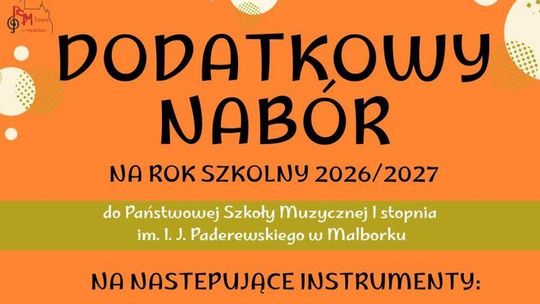 Dodatkowy nabór do szkoły muzycznej w Malborku. Są jeszcze wolne miejsca!