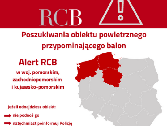 ALERT RCB - poszukiwania obiektu przypominającego balon