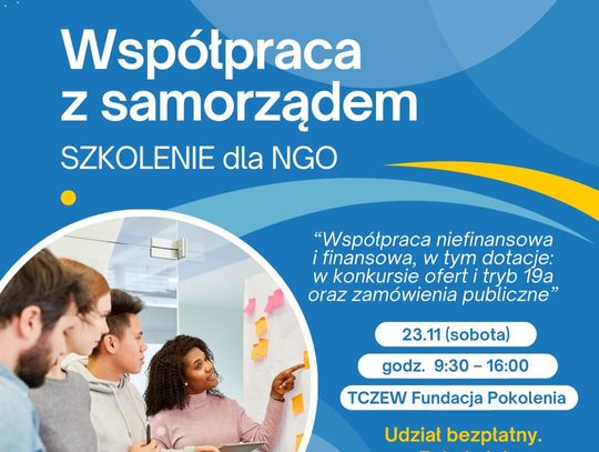 Bezpłatne szkolenie dla organizacji na temat współpracy z samorządem