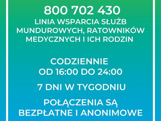 Nowa linia wsparcia dla służb mundurowych, ratowników medycznych i ich rodzin