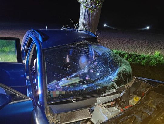 Samochód osobowy uderzył w drzewo. Ranna 17-latka przetransportowana do szpitala śmigłowcem medycznym