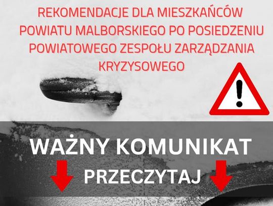 Samorząd powiatowy przygotował rekomendacje i ostrzeżenia dla mieszkańców w związku z warunkami pogodowymi