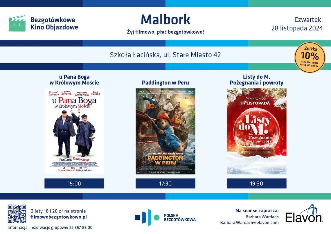 Bezgotówkowe Kino Objazdowe - 28 listopada w Malborku