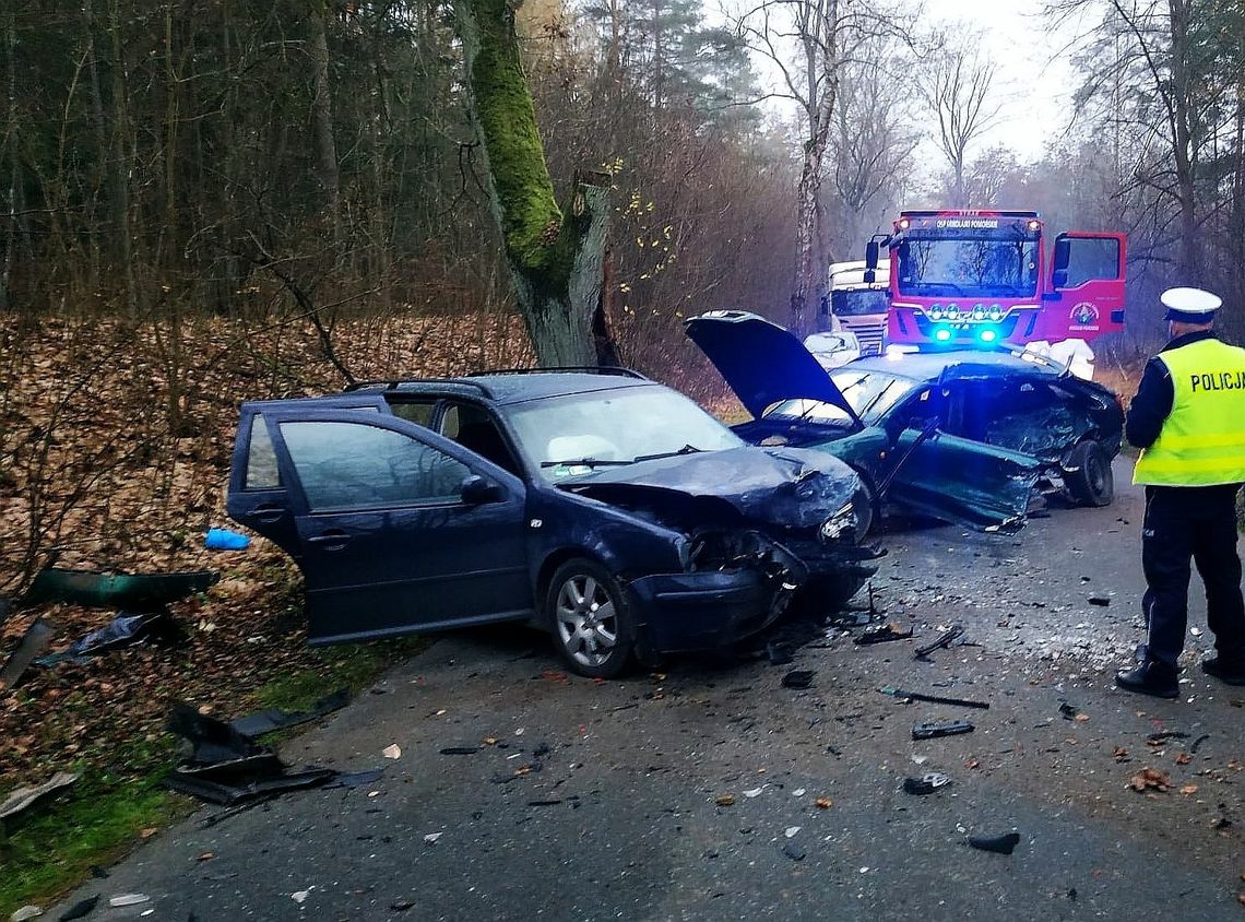 Kierująca audi najpierw uderzyła w drzewo potem w auto...