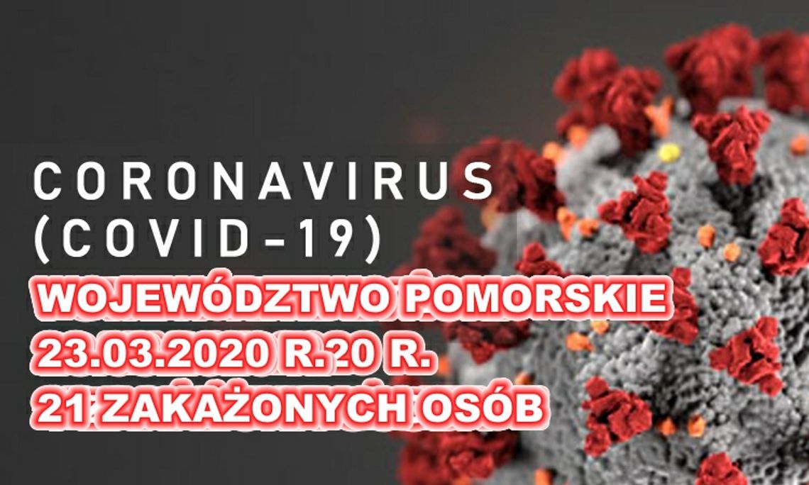 Pierwsza zakażona osoba z powiatu kwidzyńskiego. Stan zakażeń koronawirusem na 23.03.2020 