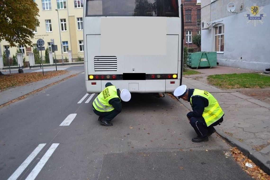 Policjanci kontrolują autokary