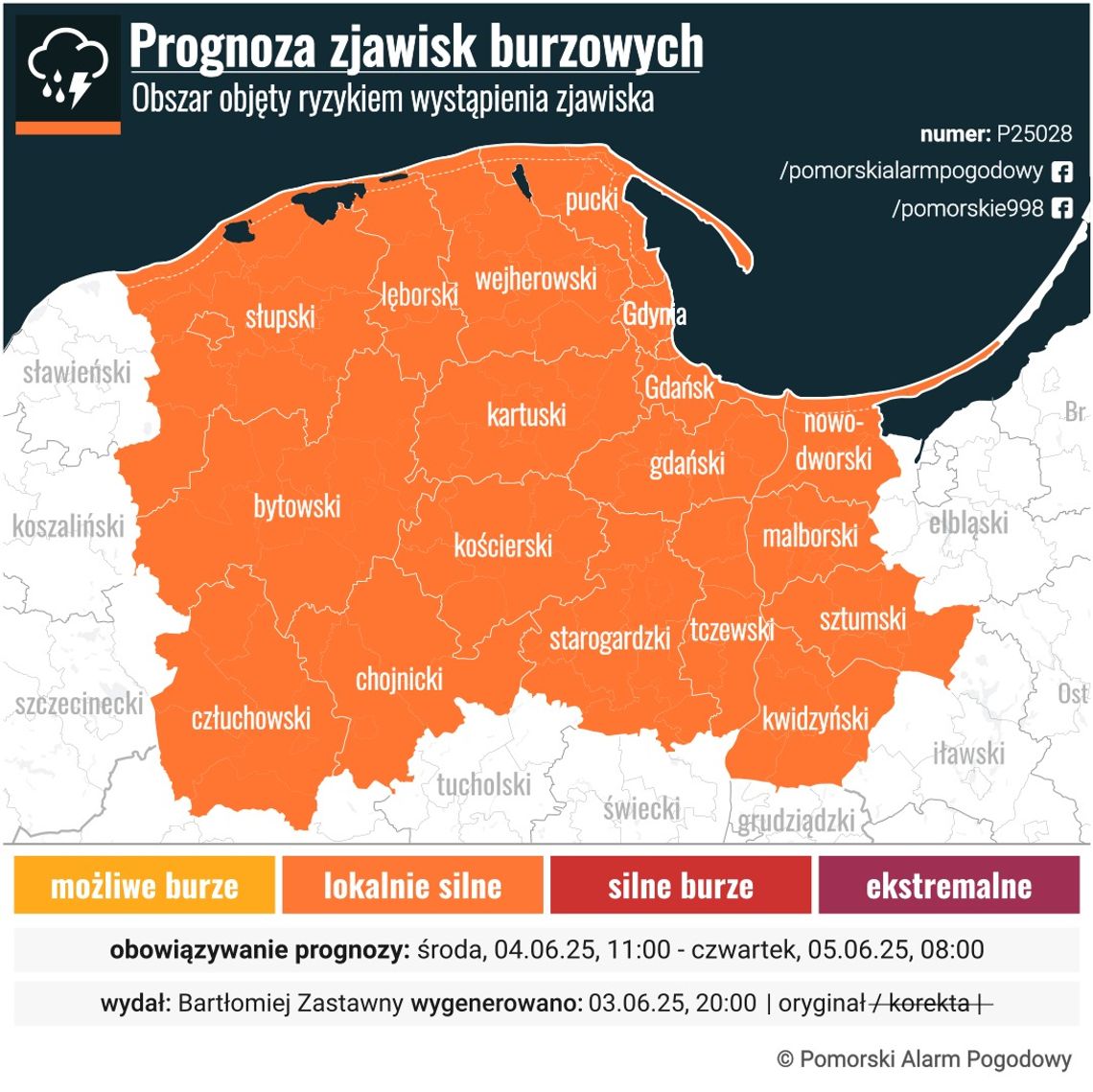 Pomorski Alarm Pogodowy ostrzega przed lokalnie silnymi burzami