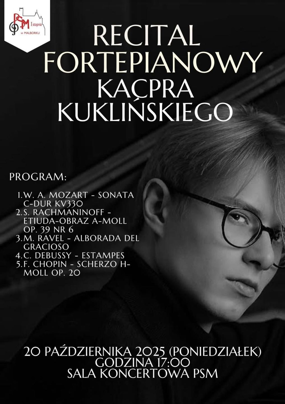 Recital fortepianowy Kacpra Kuklińskiego w Szkole Muzycznej