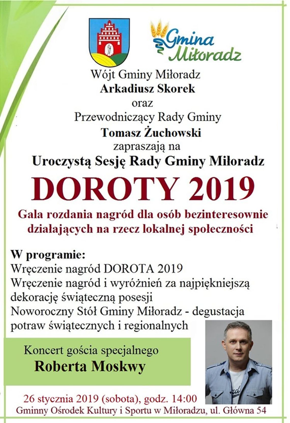 Robert Moskwa na rozdaniu nagród „Doroty 2019”