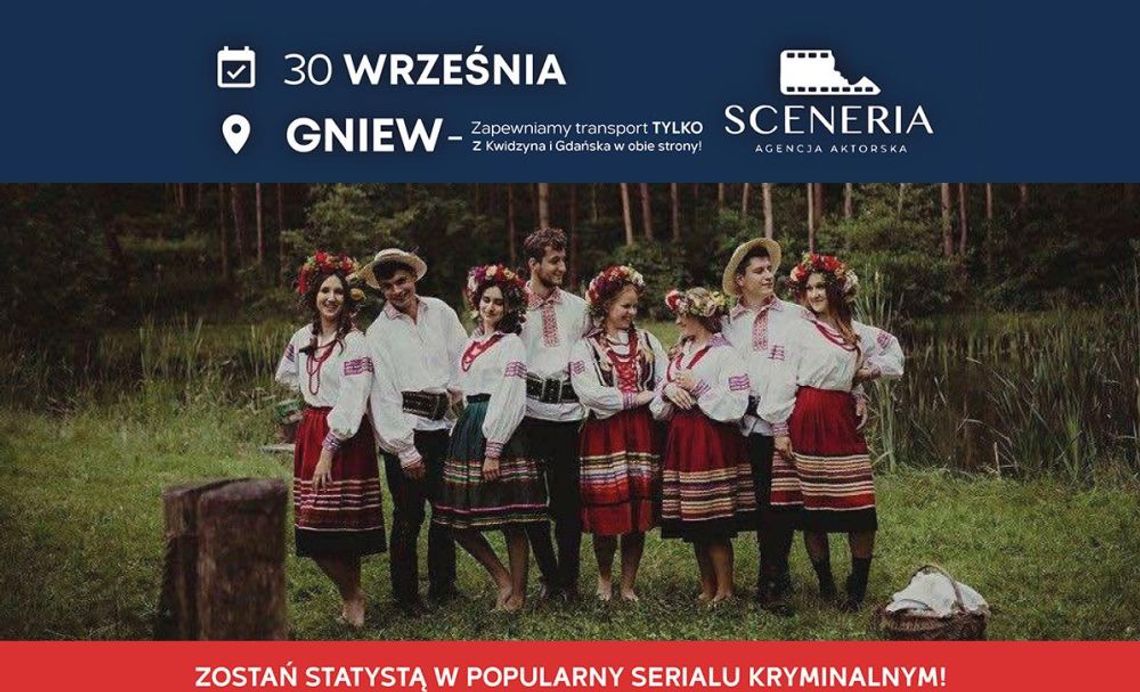 W Gniewie będą kręcić serial kryminalny. UWAGA! Potrzebni są statyści