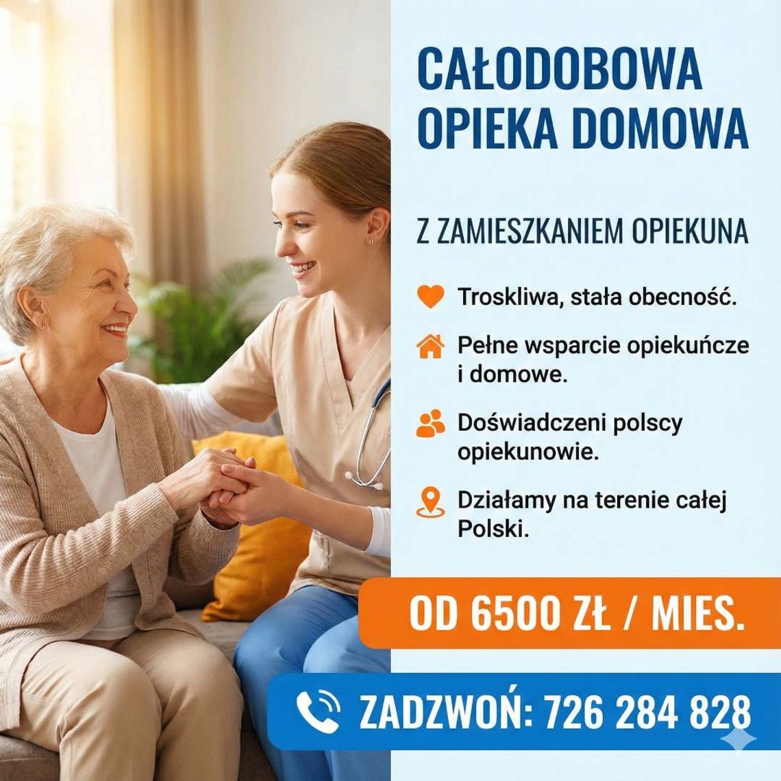 Oferujemy całodobową opiekę seniora z zamieszkaniem